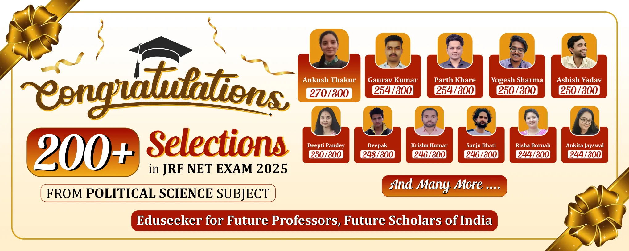 Our 200+ students selecton in JRF NET Exam 2025